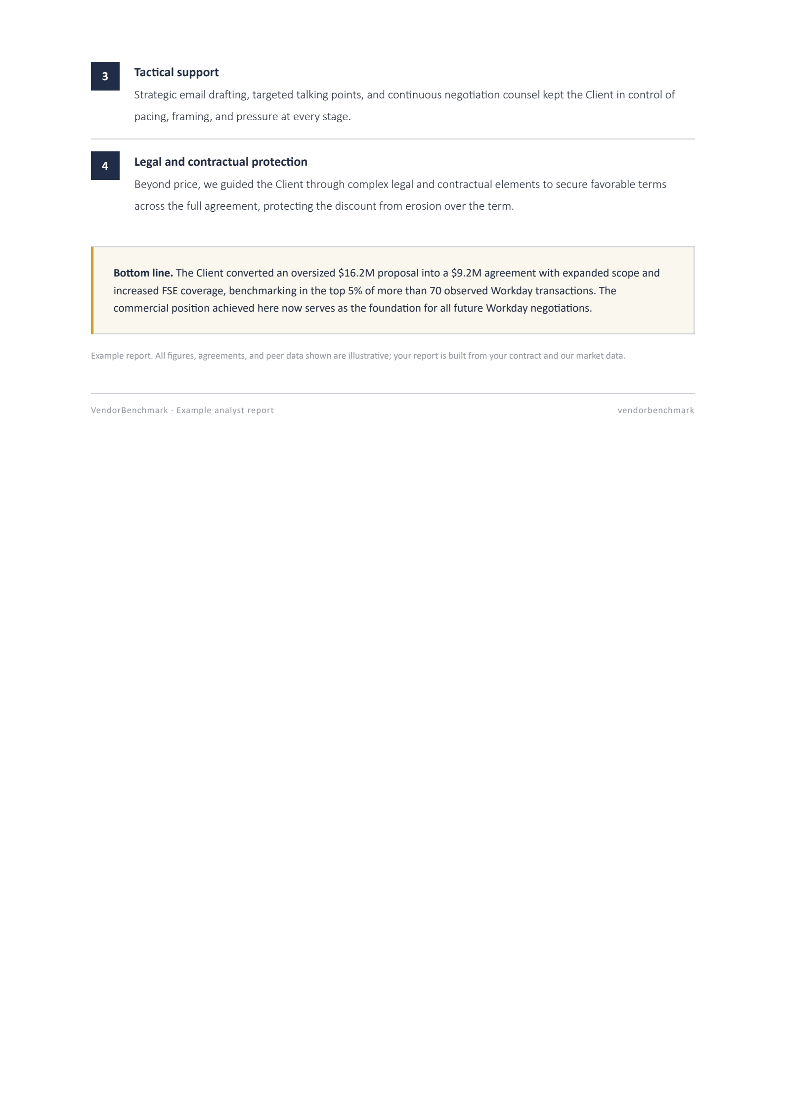 Sample benchmark report, page 4: How the result was achieved
