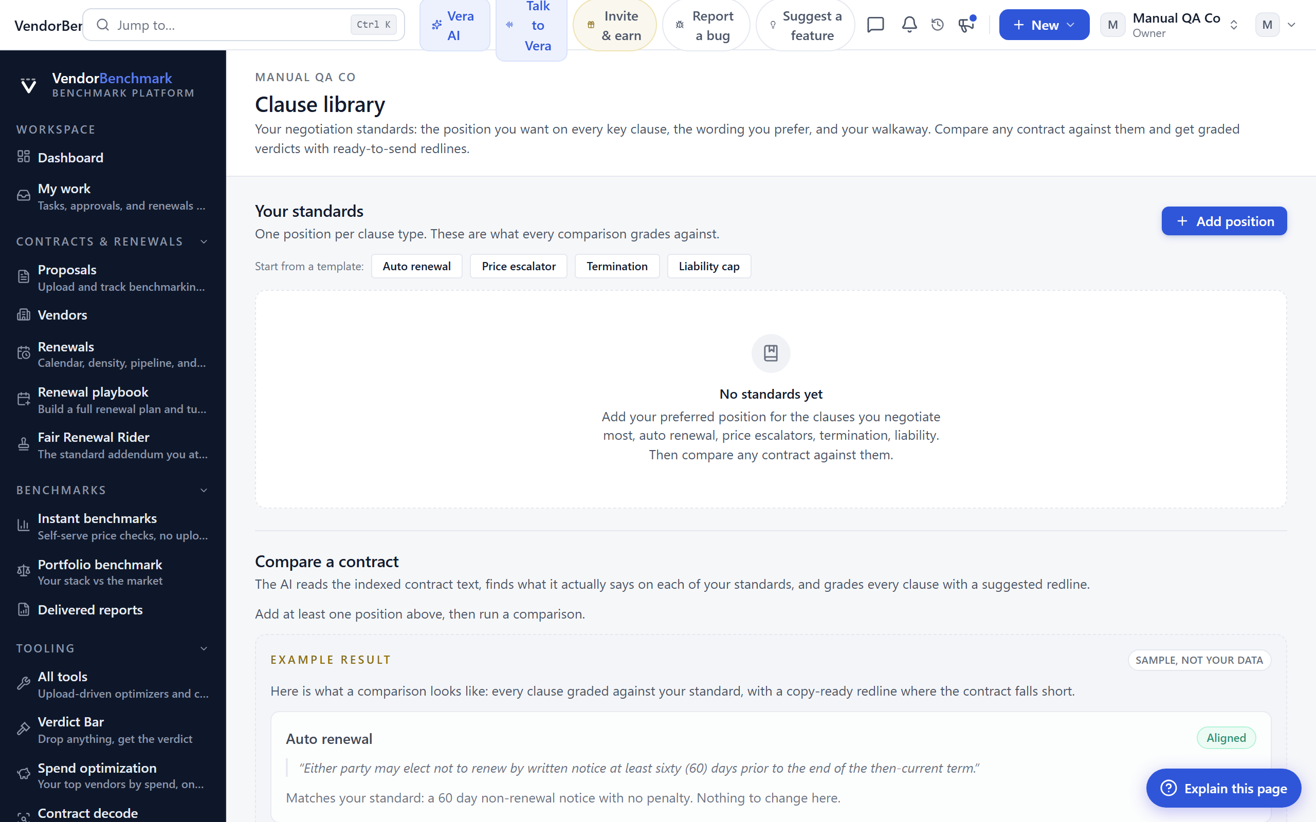 Clause library screenshot
