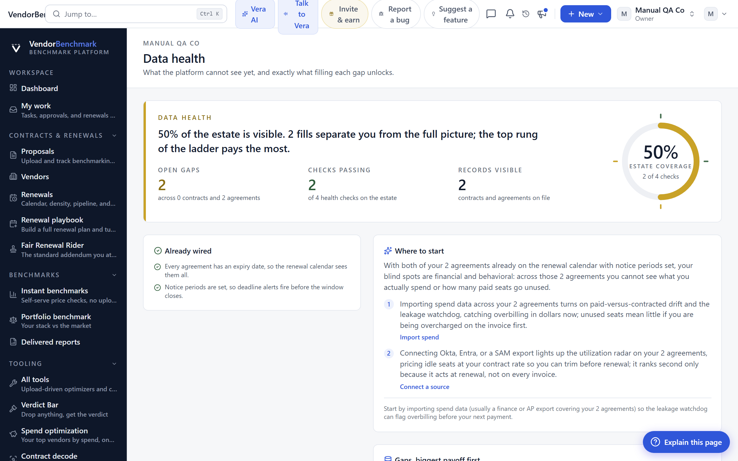 Data health screenshot