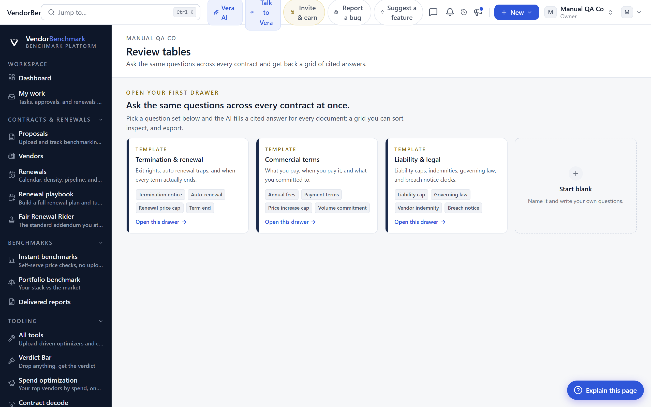 Review tables screenshot