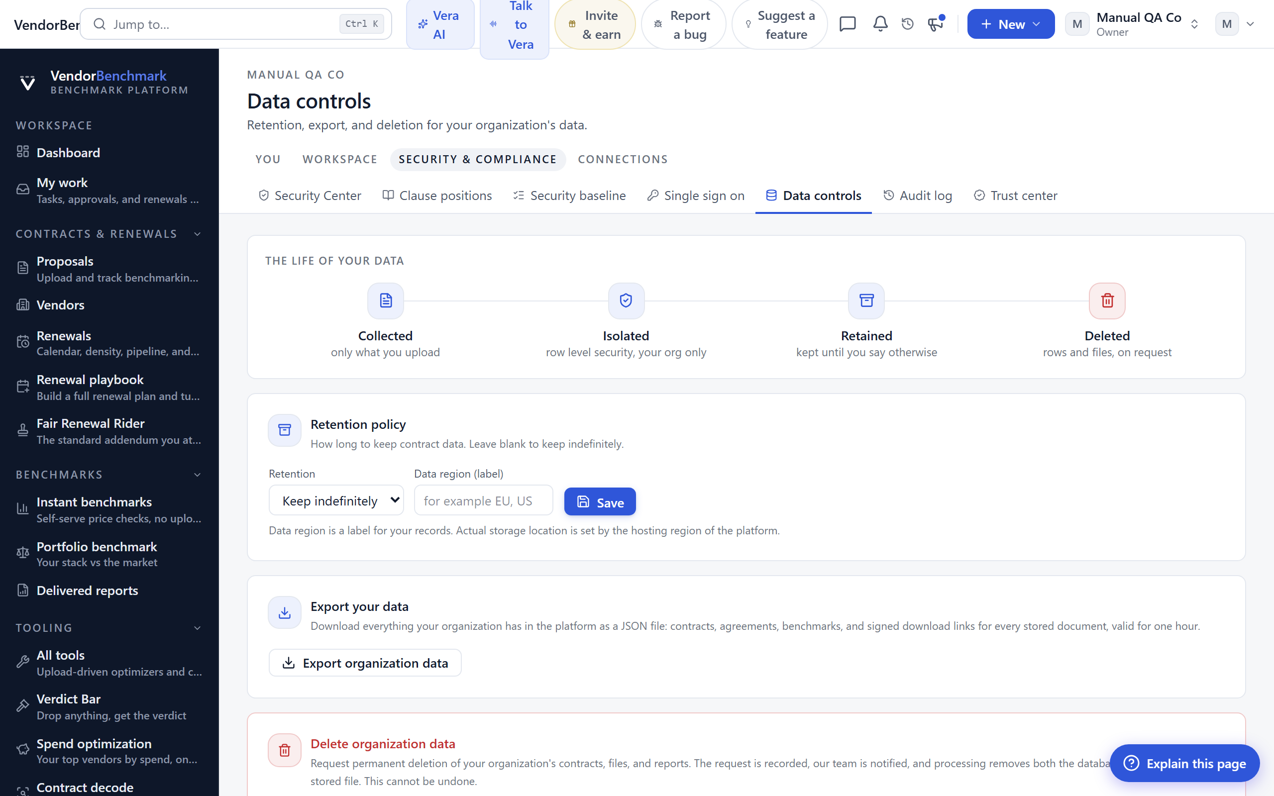 Data controls screenshot