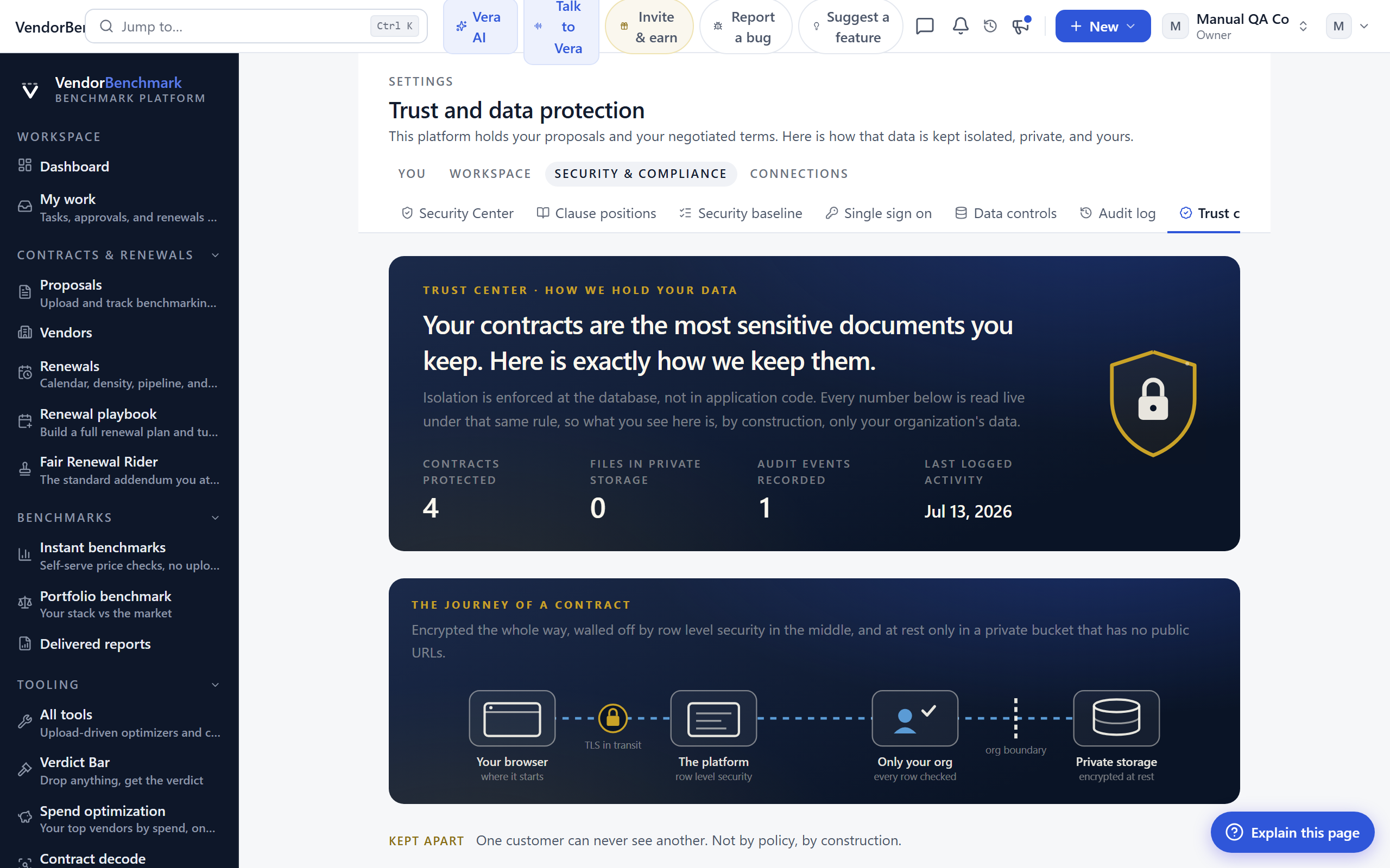 Trust center screenshot