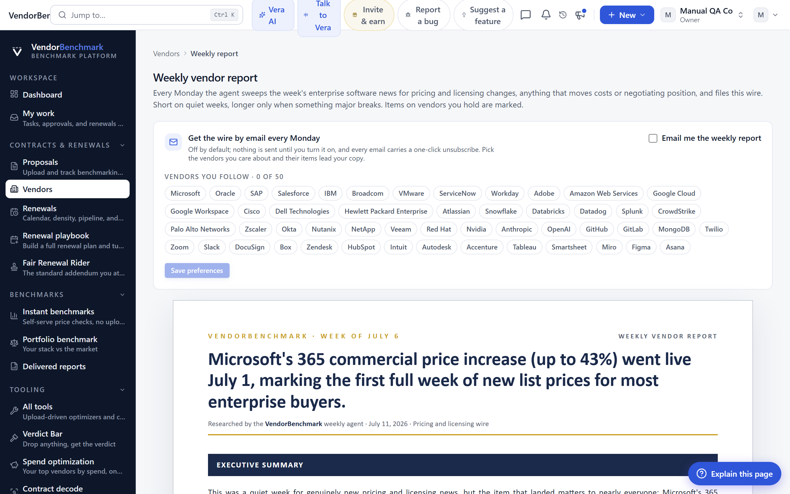 Weekly report screenshot
