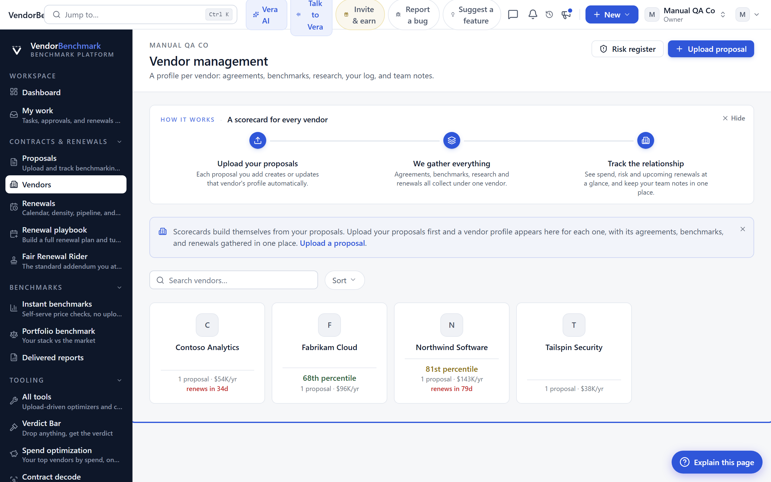 Vendors screenshot